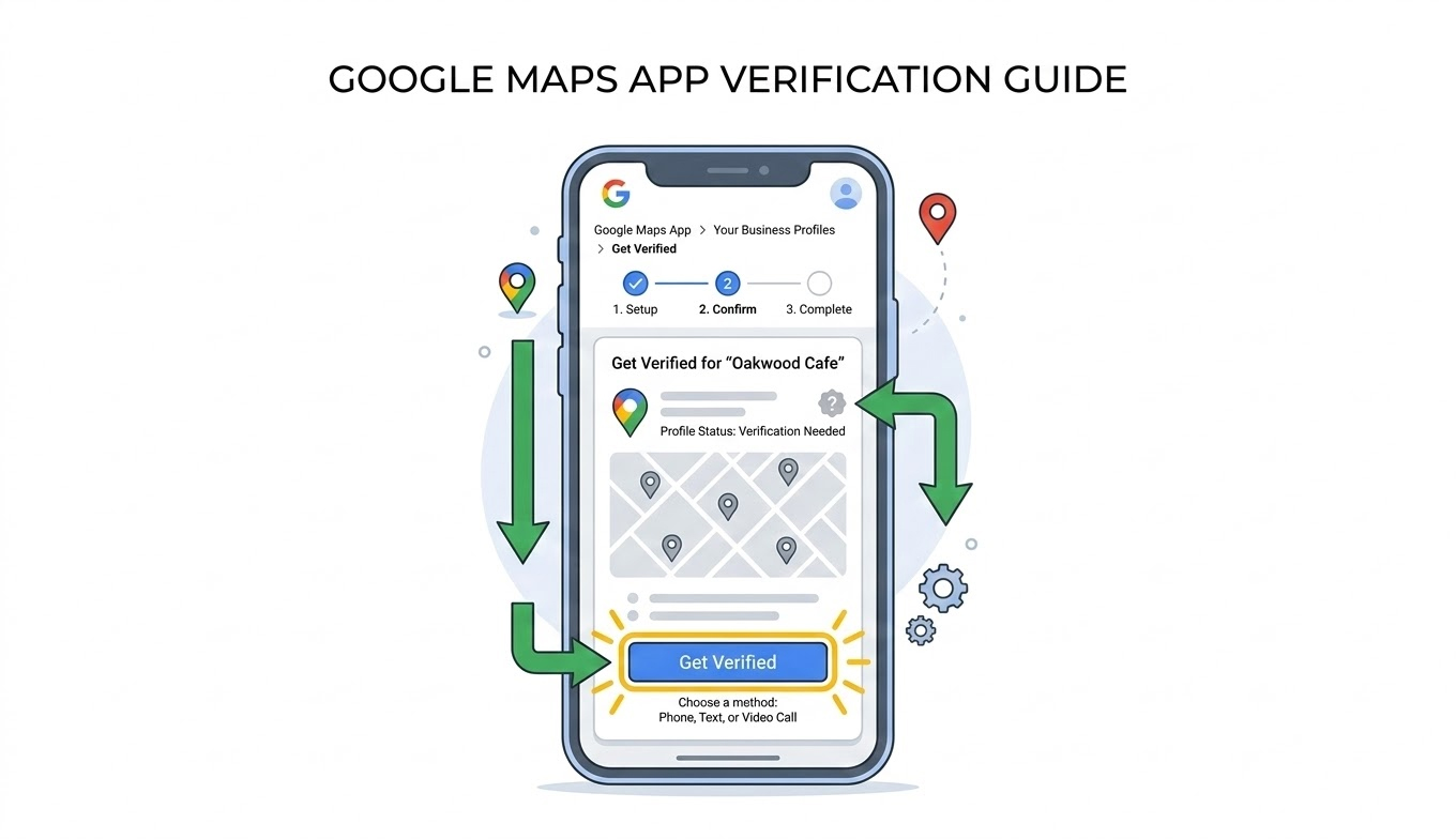 Google Maps app showing verification process steps