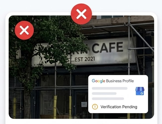 Example of poor business signage - blurry or obscured
